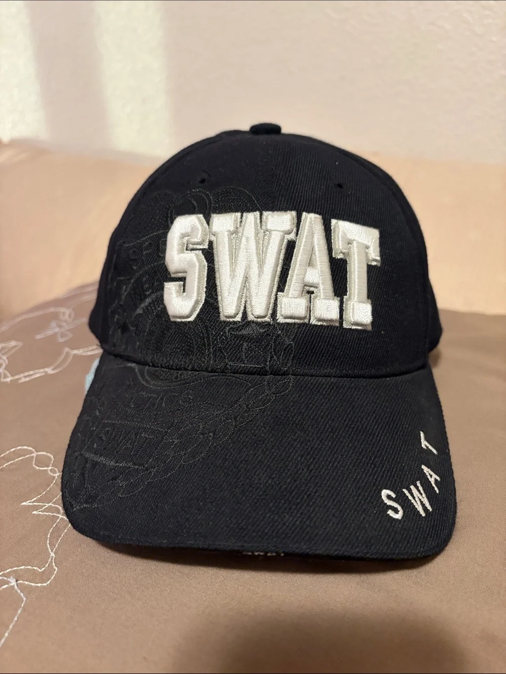 RAPID DOMINANCE SWAT Embroidered Black Baseball Cap - Bold White Lettering - Picture 1 of 5